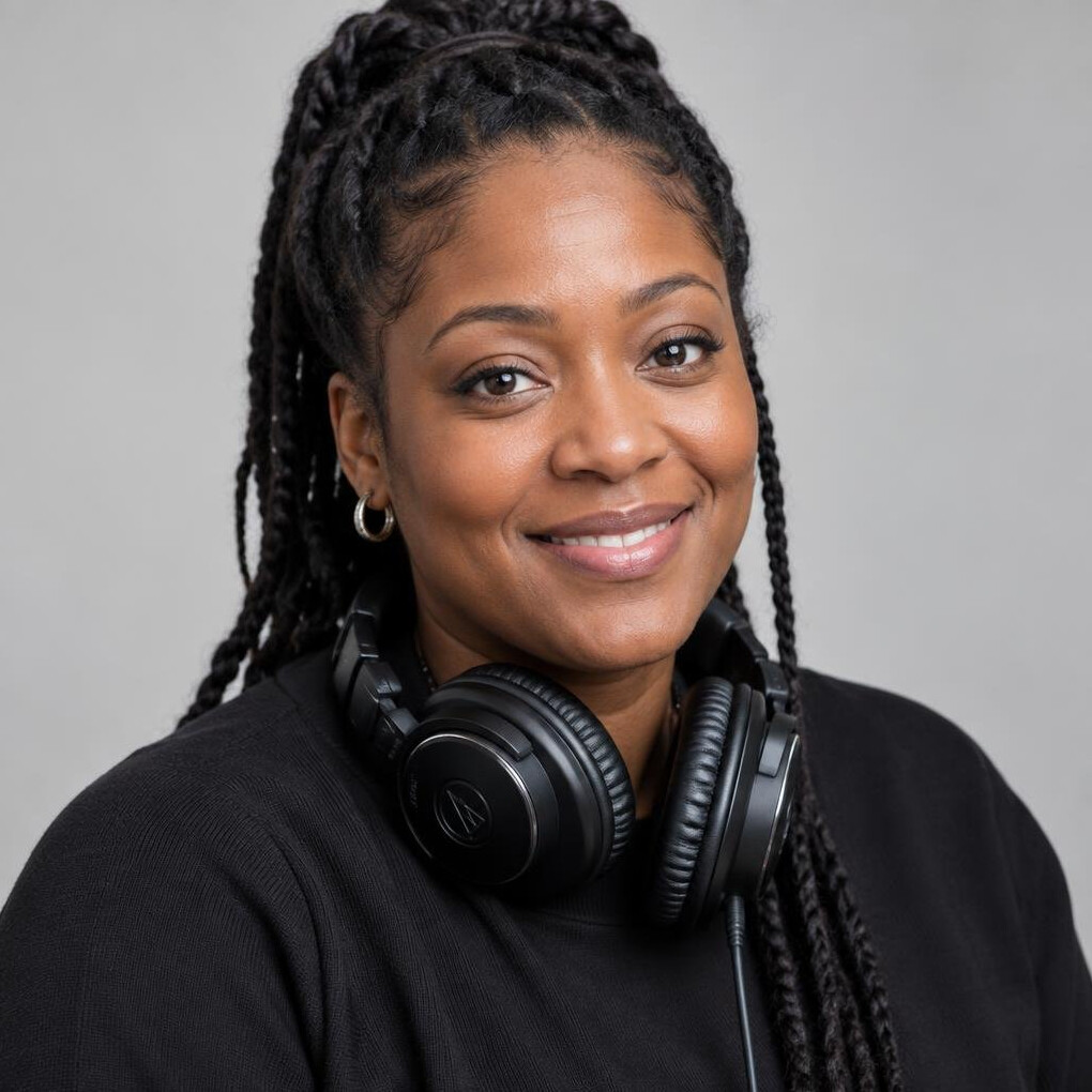 Studio portrait of a woman sound engineer