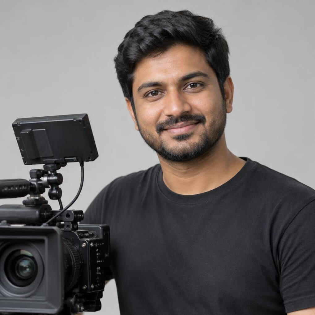 Studio portrait of a man camera operator