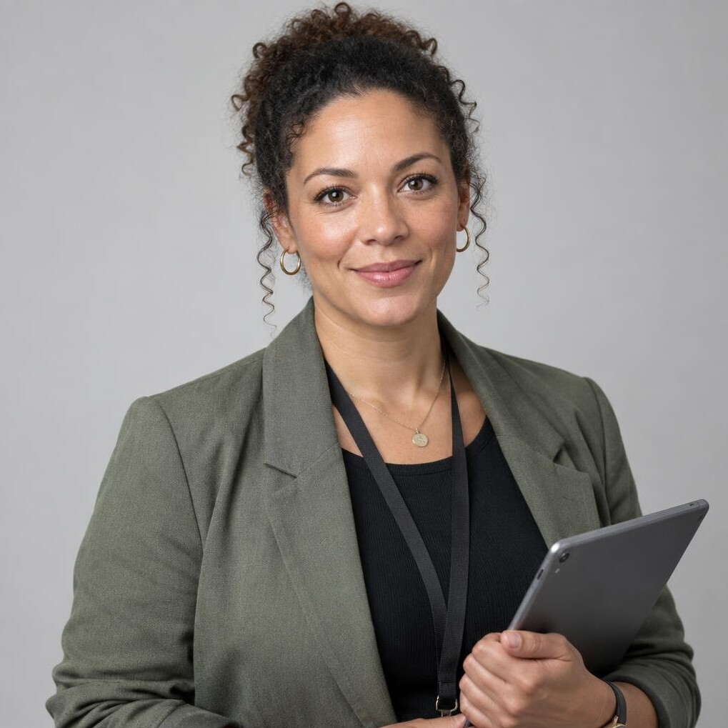 Studio portrait of a woman continuity supervisor